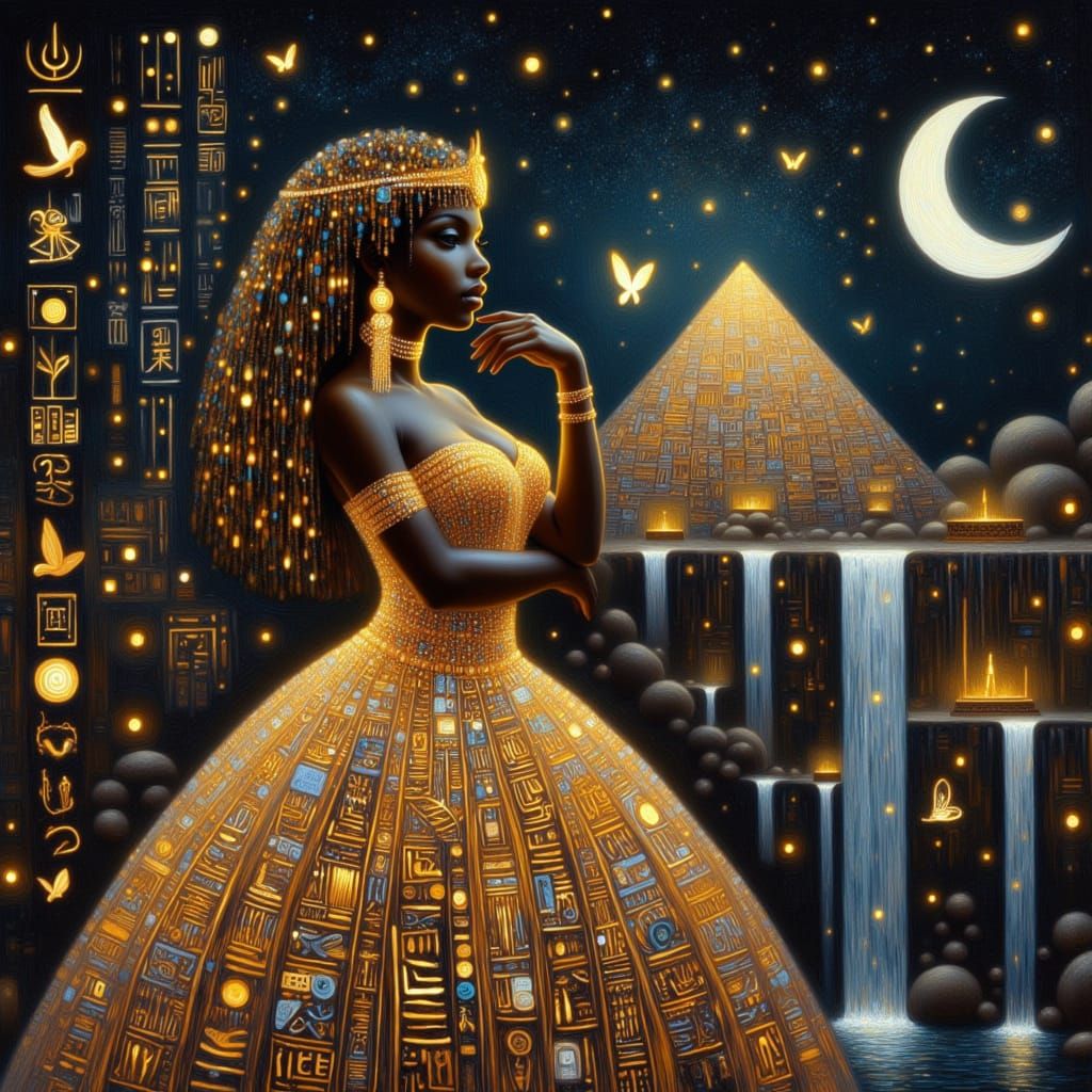 Majestic Female Pharaoh in Ancient Egyptian Splendor