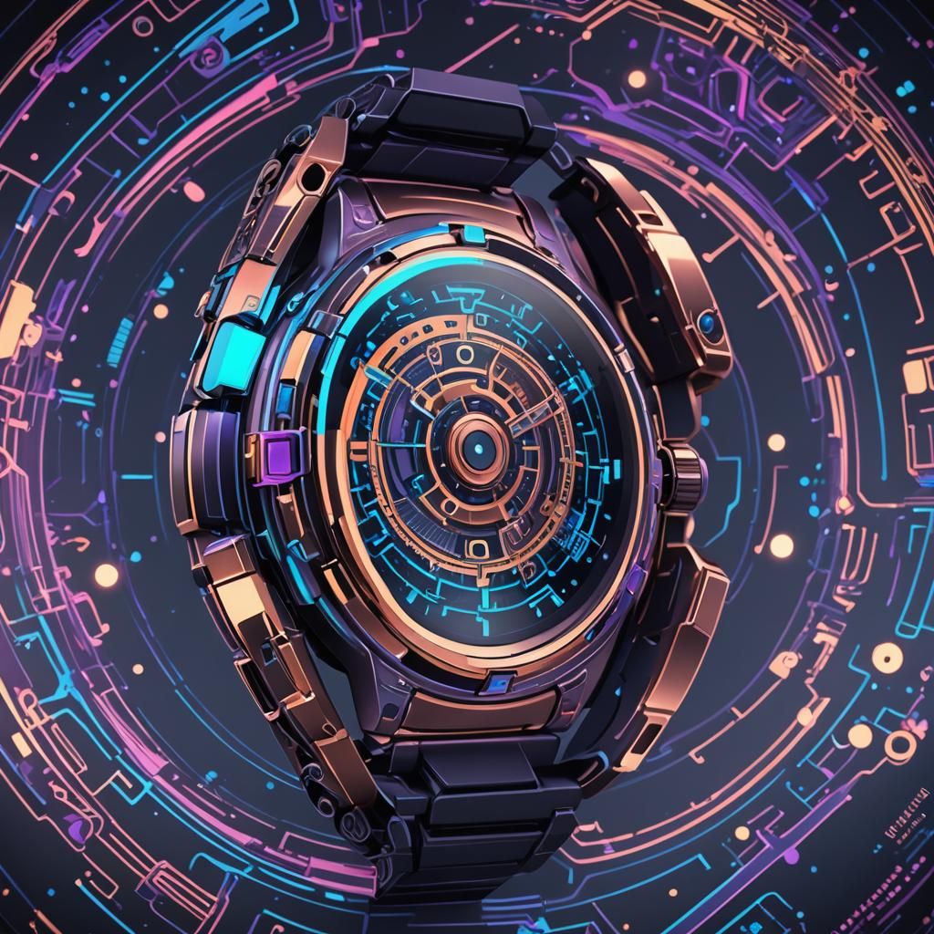 Futuristic Smartwatch in Anime-Inspired 3D Illustration