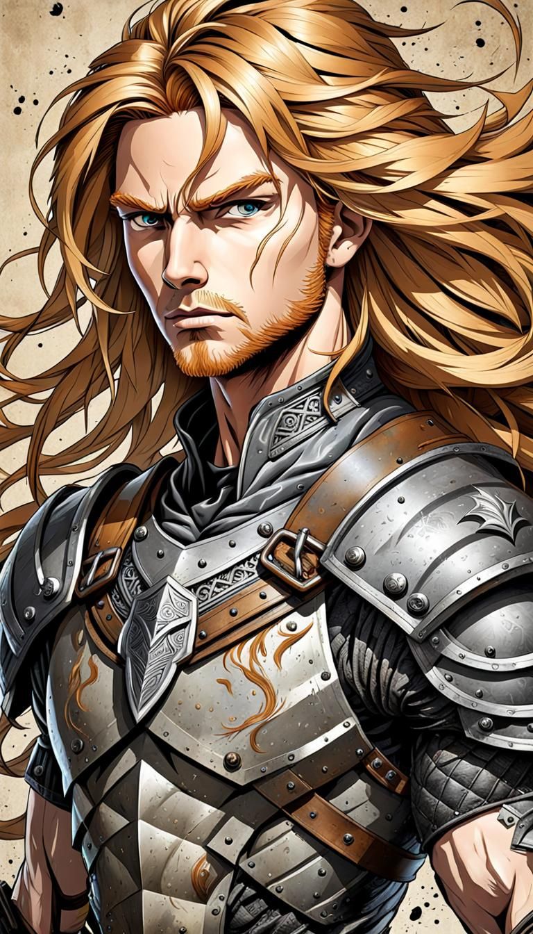 Armored Ranger: Surreal Ink Art on Aged Paper