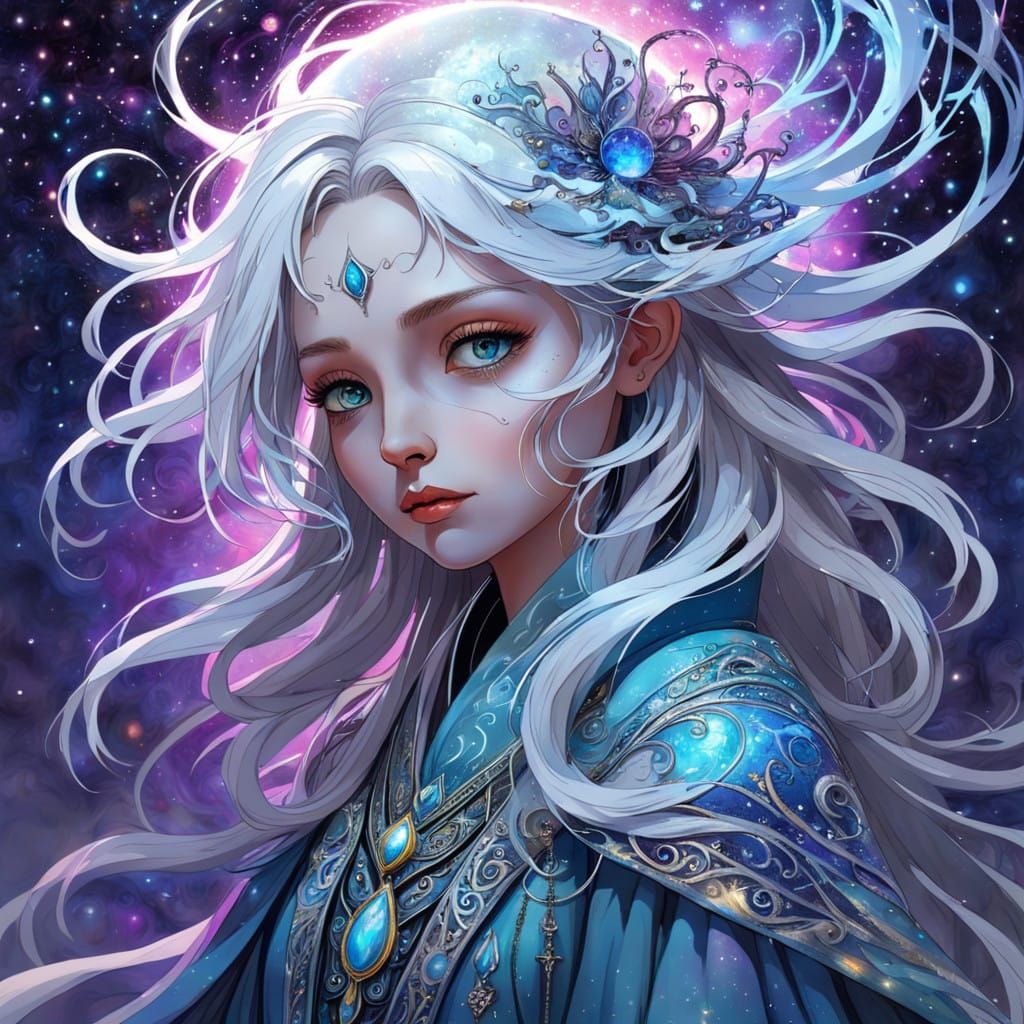 Whimsical Fantasy Sorceress in Ethereal, Dreamy Surroundings