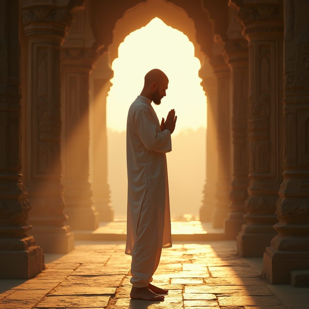 Khabib Nurmagomedov in Serene Ancient Indian Temple at Sunri...