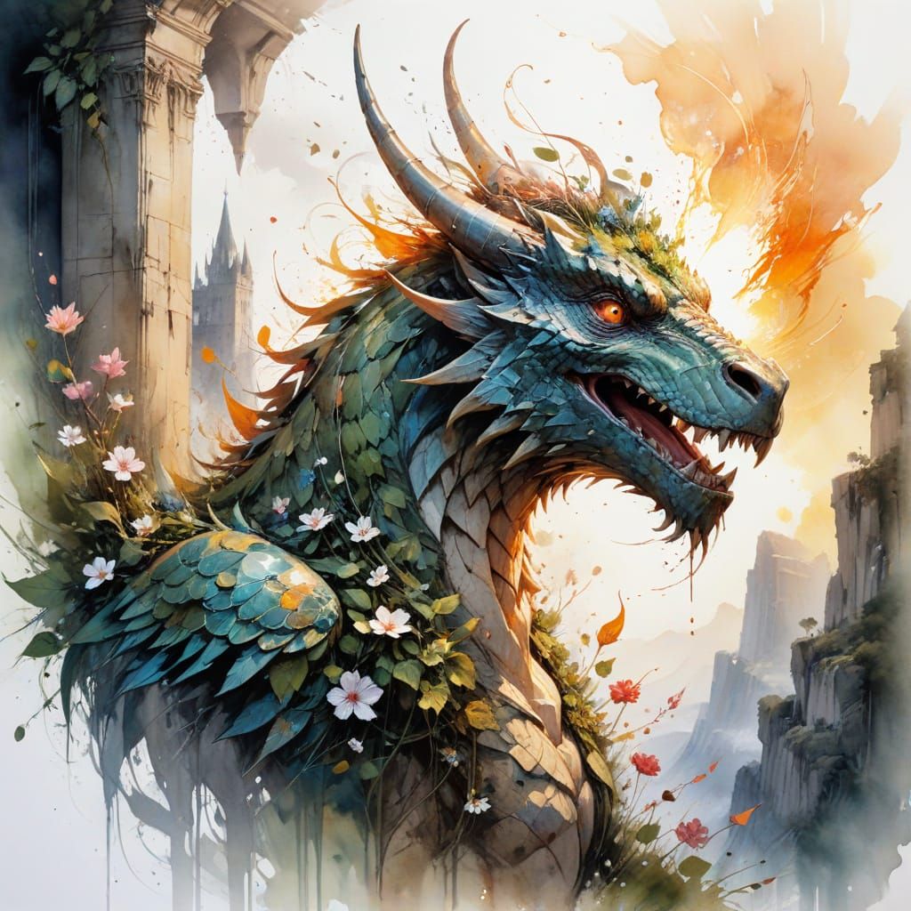 Wyvern Citadel: A Watercolor Fantasy Inspired by Haenraets
