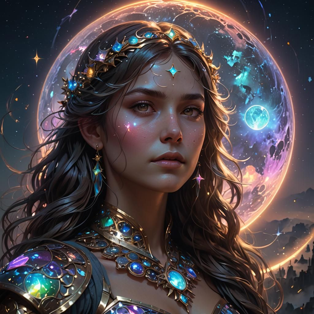 Iridescent Moon with Lens Flares and Dynamic Lighting