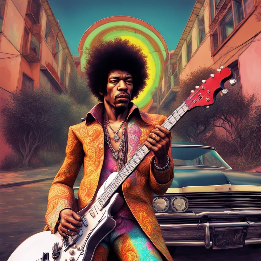 Psychedelic GTA Character in Hyperrealistic Style