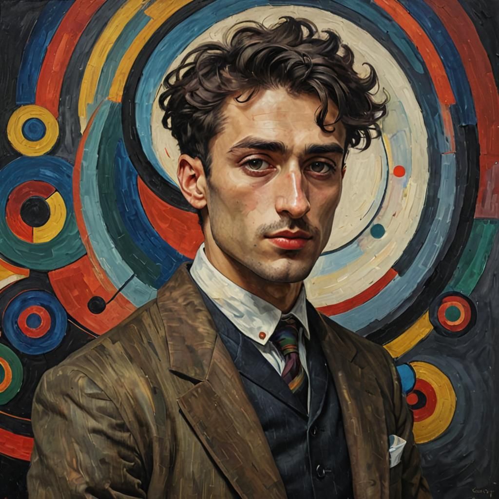 Contemplative Italian Man: Abstract Expressionist Concept Ar...