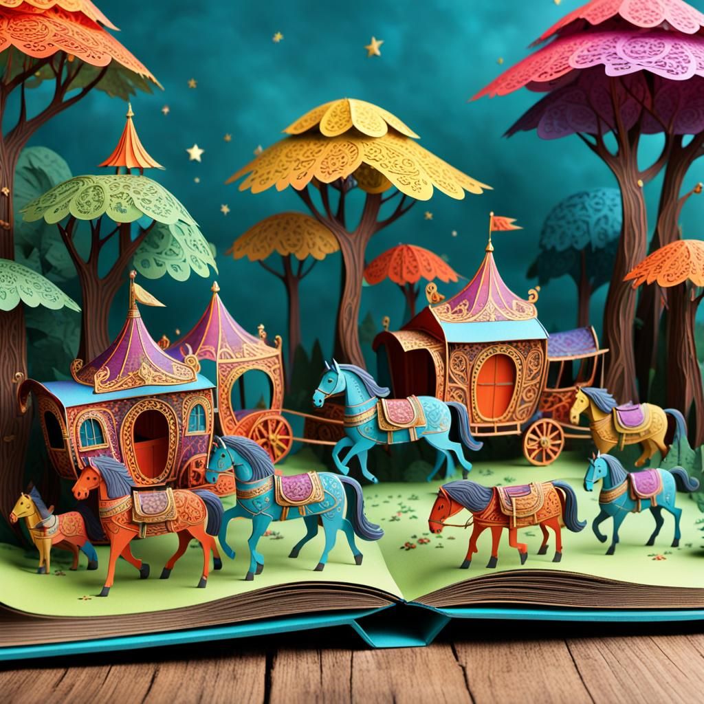 Magical Gypsy Caravan in a Pop-Up Book