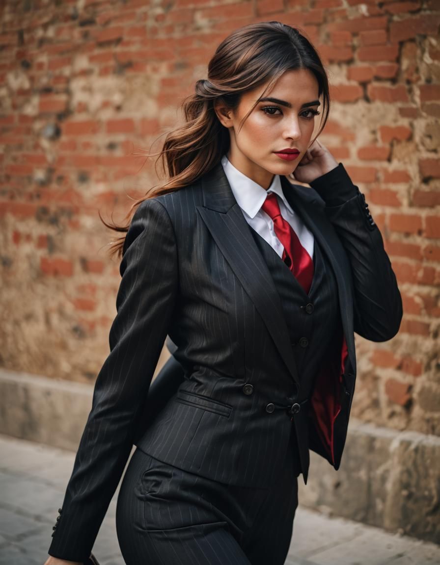 Elegant Woman in Black Suit, Professional Photography