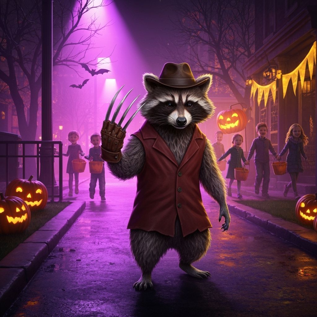 Raccoon Freddy Krueger on Halloween Elm Street
