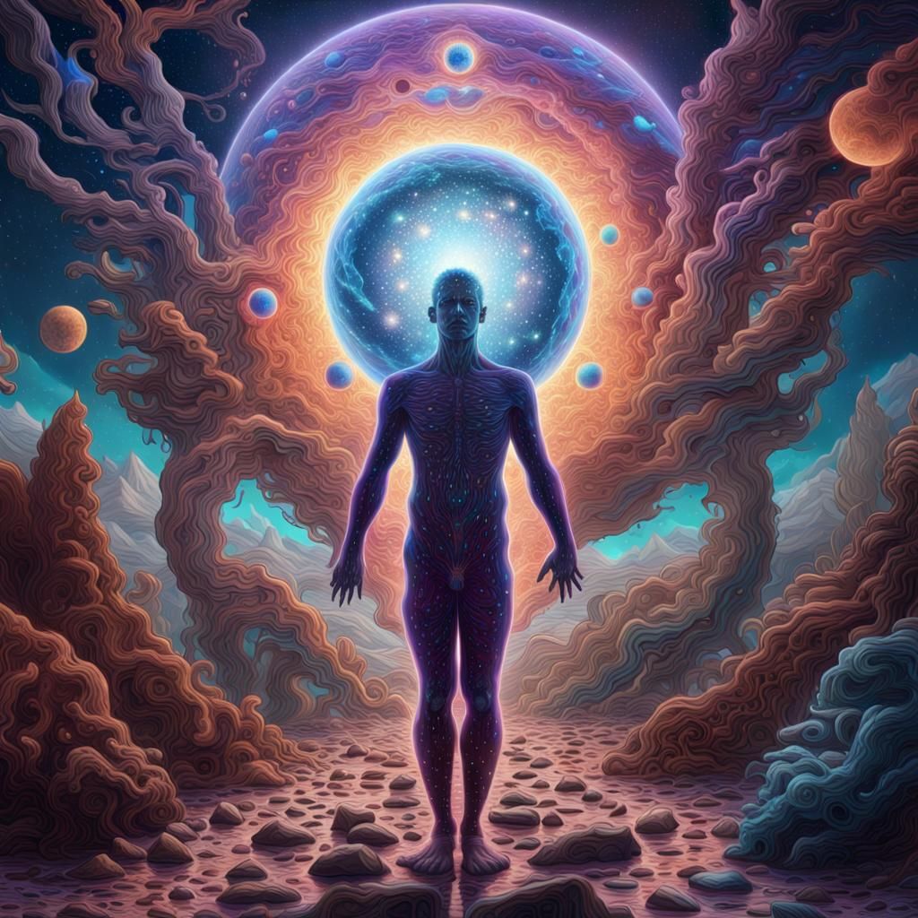 Cosmic Entities in Holographic Astral Illustration