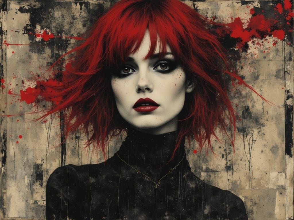 Gothic Woman of Chaos in Surreal Trippy Style