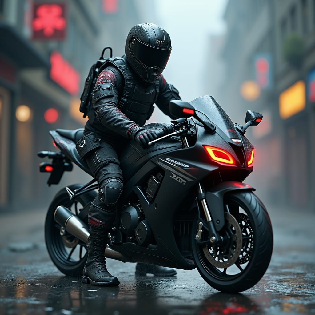 Ghost Rider: Tactical Character on Honda CBR, Digital Art