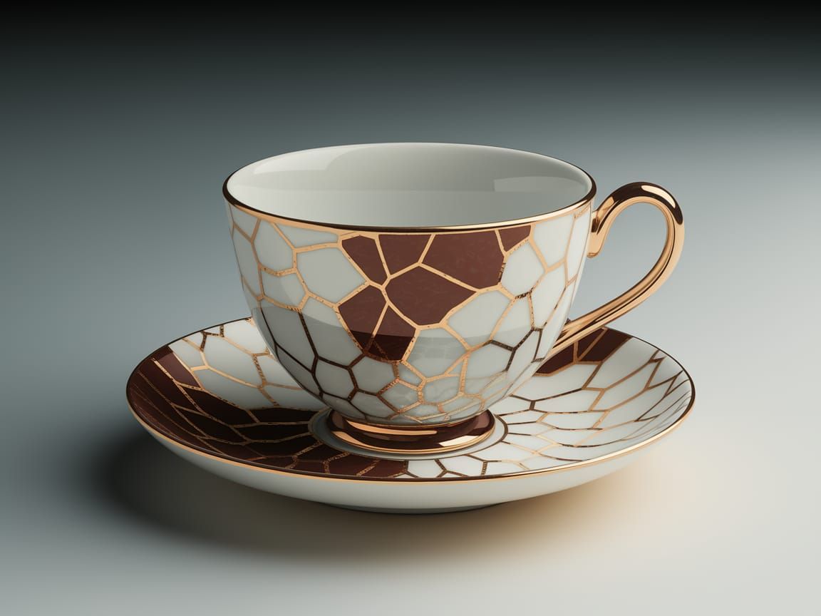 Kintsugi Teacup with Gold Accents