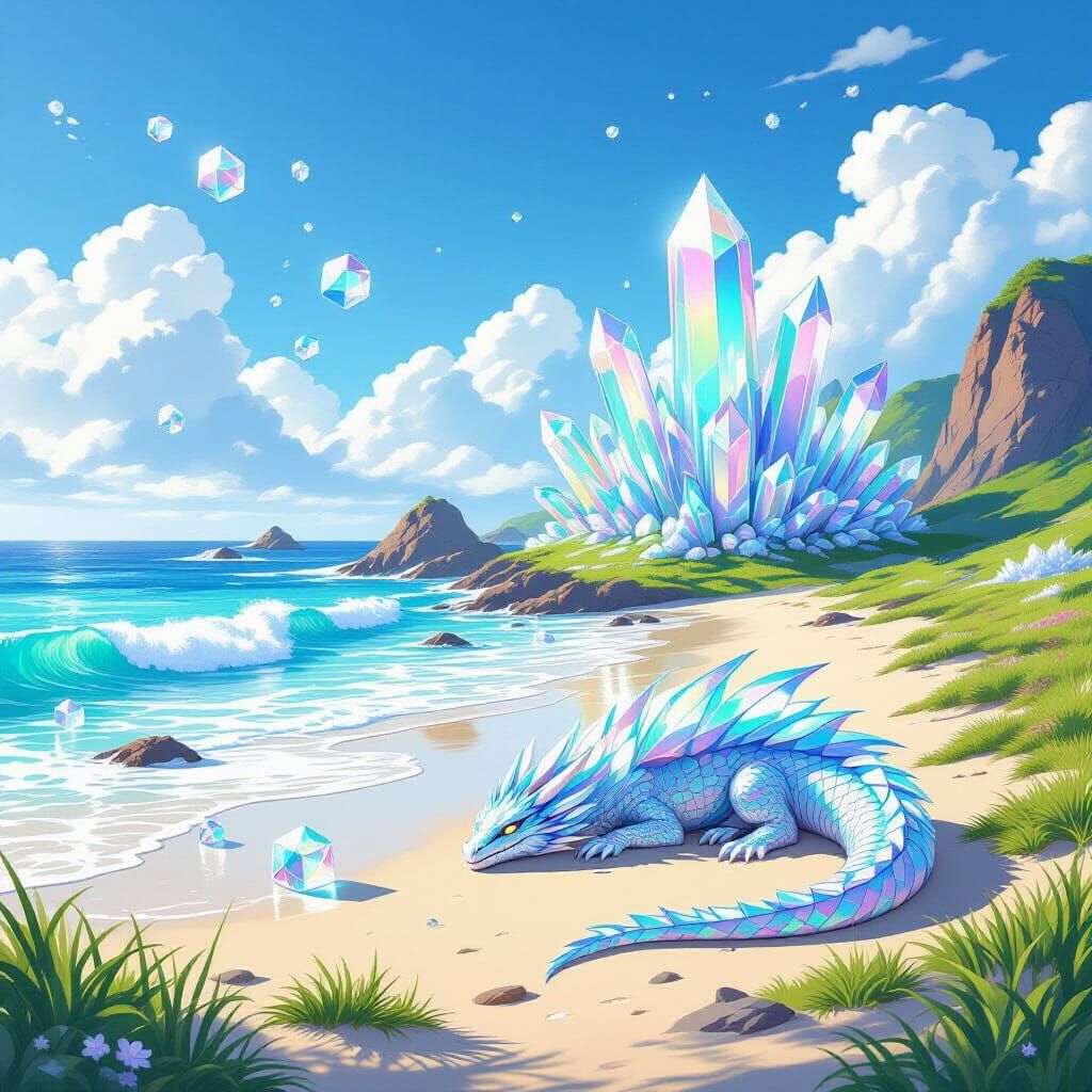 Crystal Beach with Prismatic Dragon