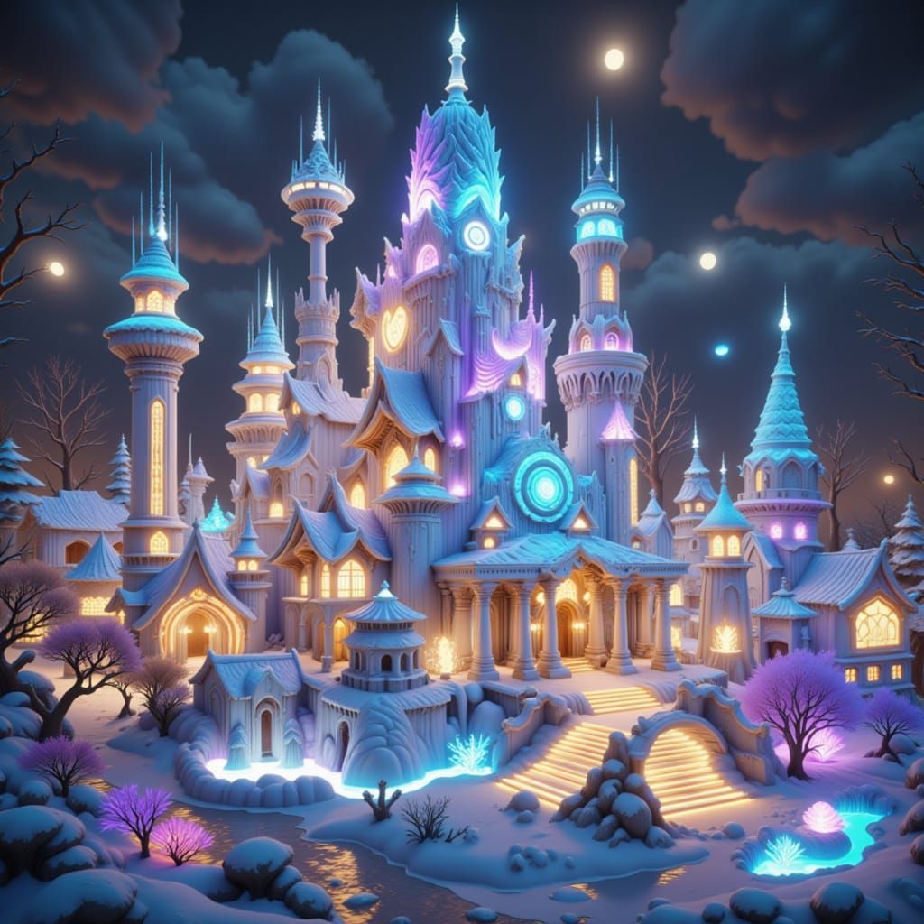 Futuristic Frozen Cityscape in China, Digital Art