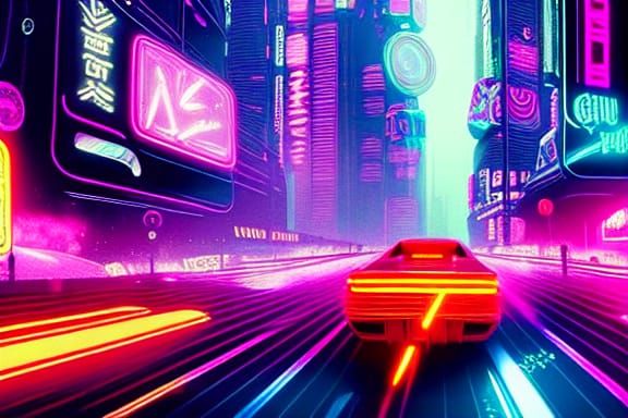 Neon City Floating in Cyberpunk Galaxy