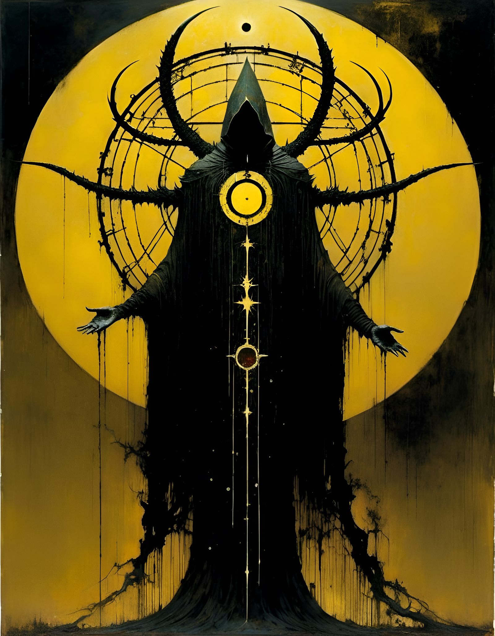 Slender Faceless Figure in Dark Bauhaus Style