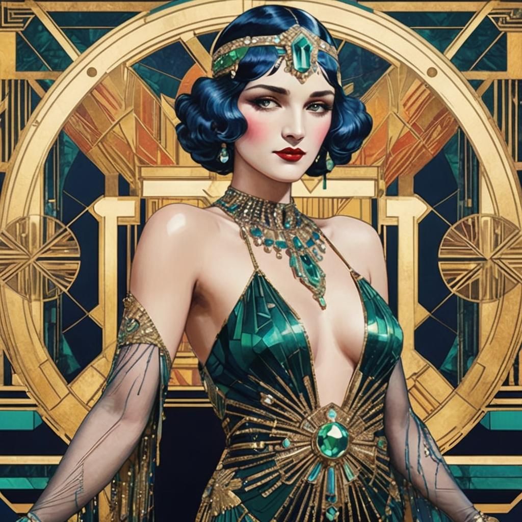 Art Deco Flapper with Jewel Headdress