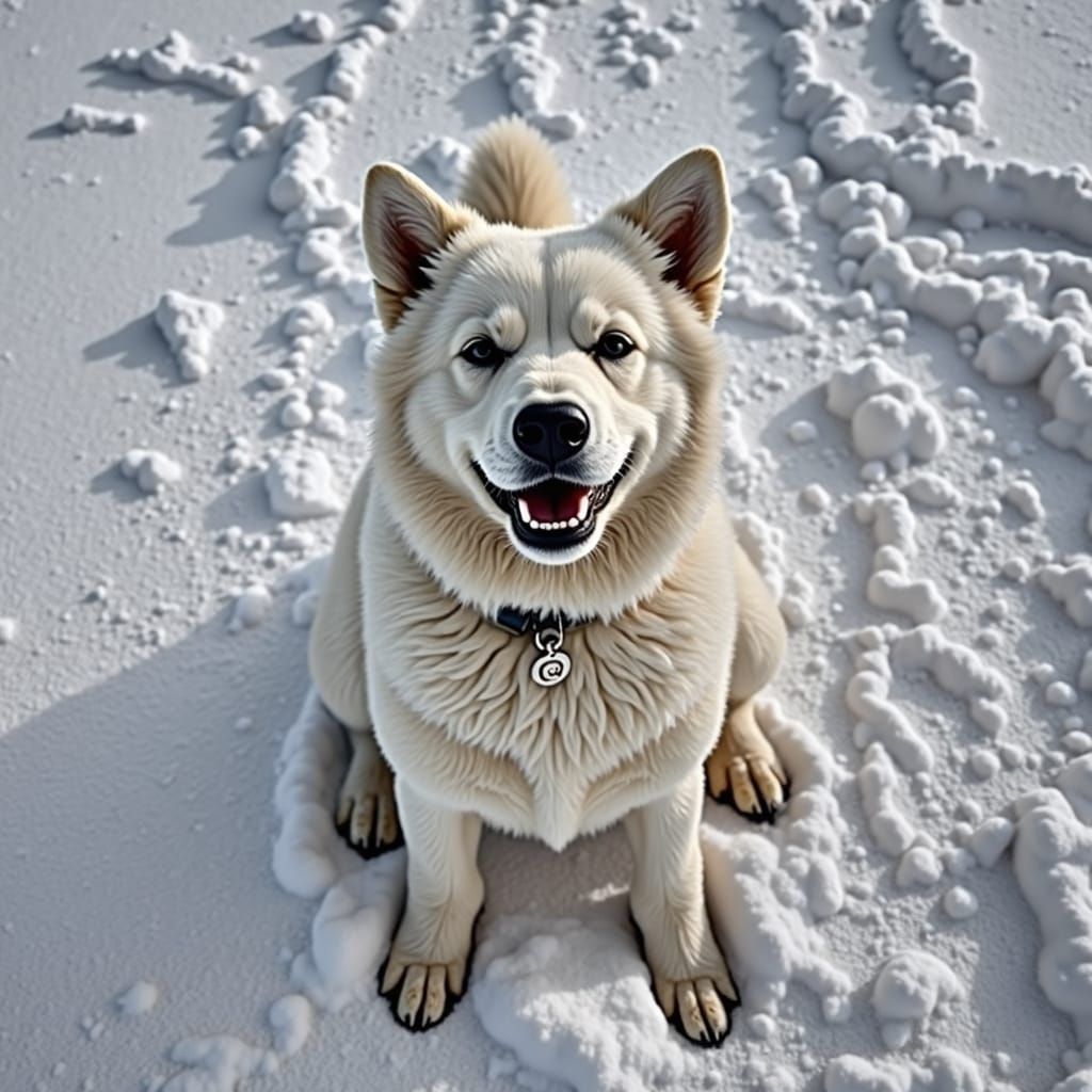 Beautiful Snow Dog AI Image