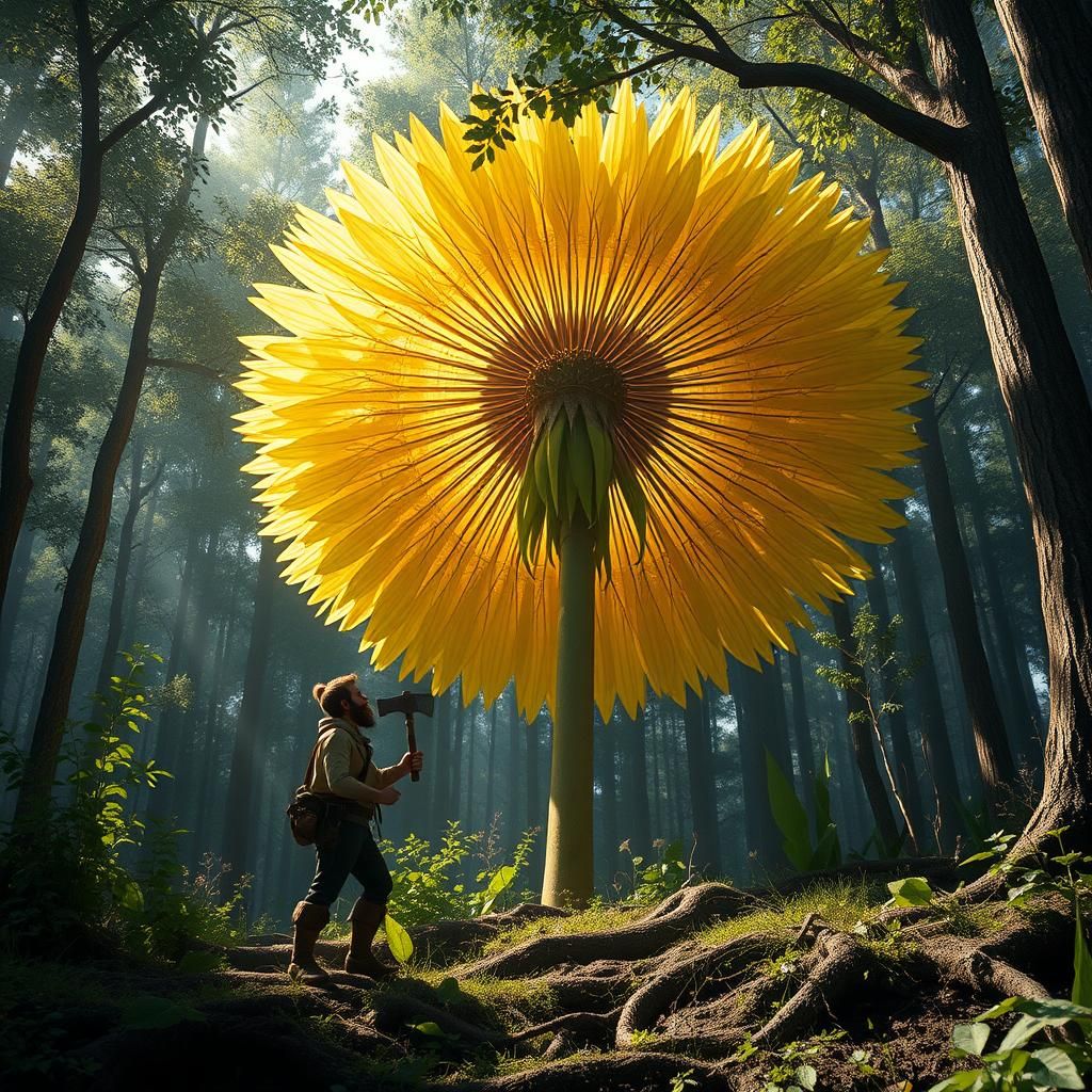 Giant Dandelion in Forest, Unreal Engine 5 Style