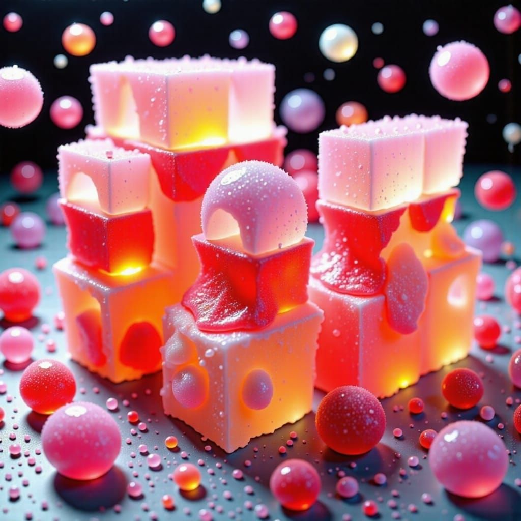 Clear Marshmallows with Raspberries and Condensed Milk