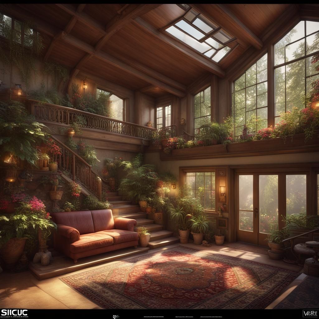 Pacific Northwest House with Persian Garden Interior