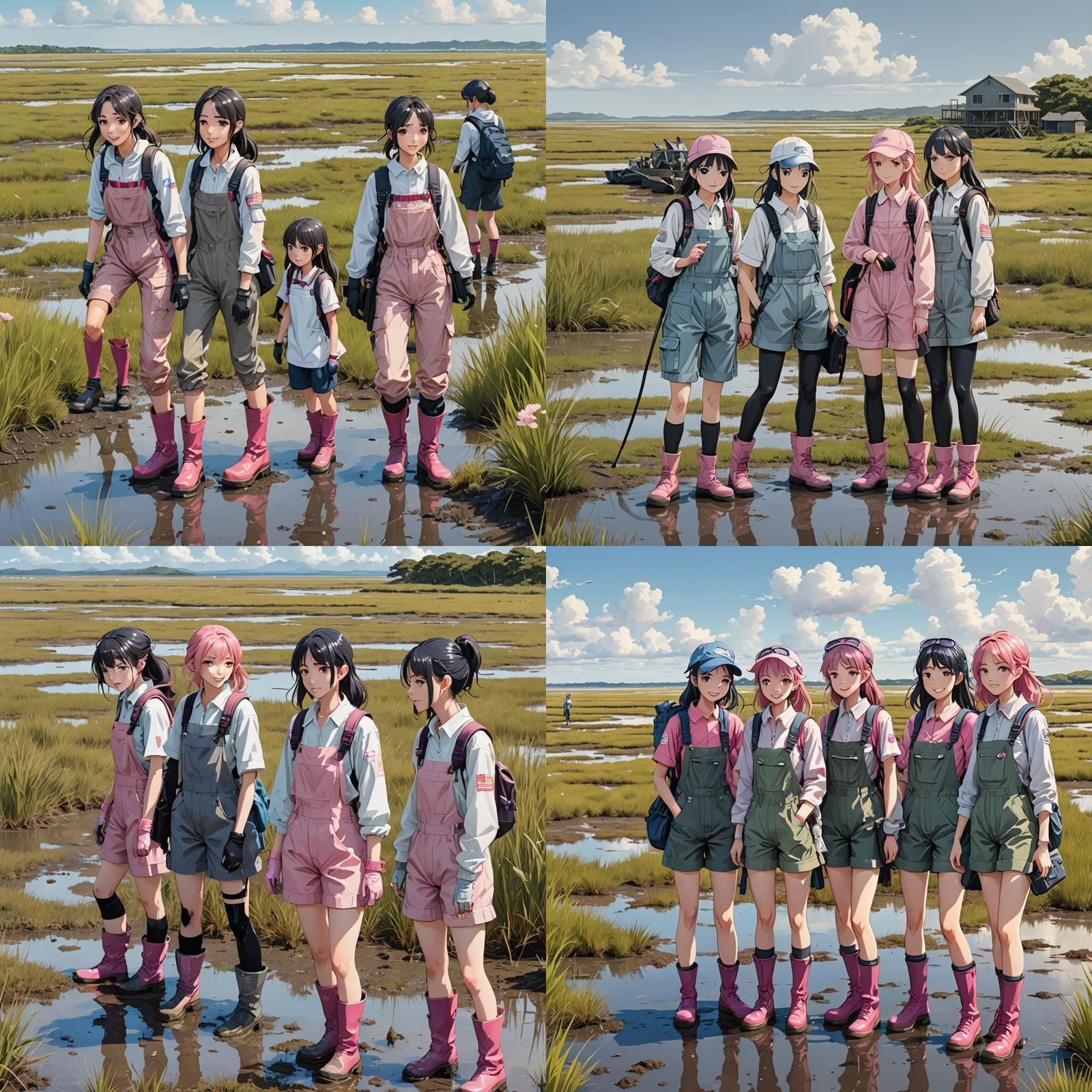 Anime Girls Marine Biology Trip in Detailed Matte Painting