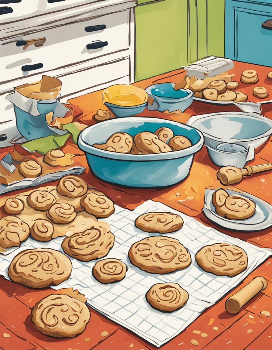 Cookies on Counter in Storybook Illustration Style