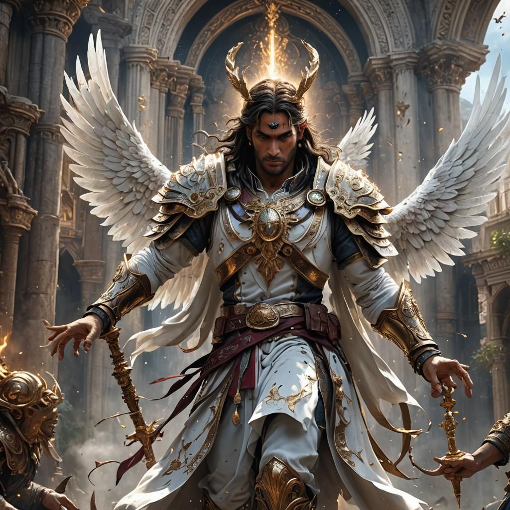 Archangel Gabriel with Lily: Detailed Matte Painting