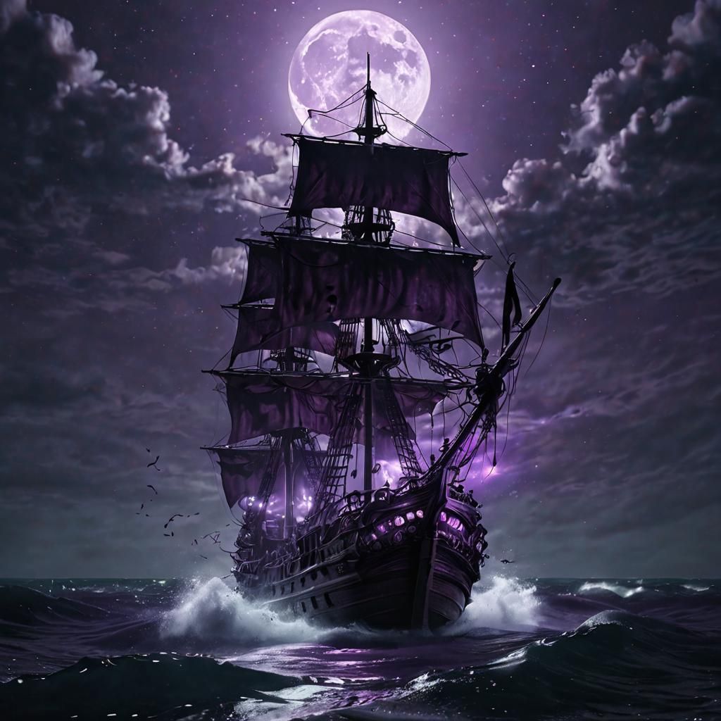 Gothic Pirate Ship on Purple Seas