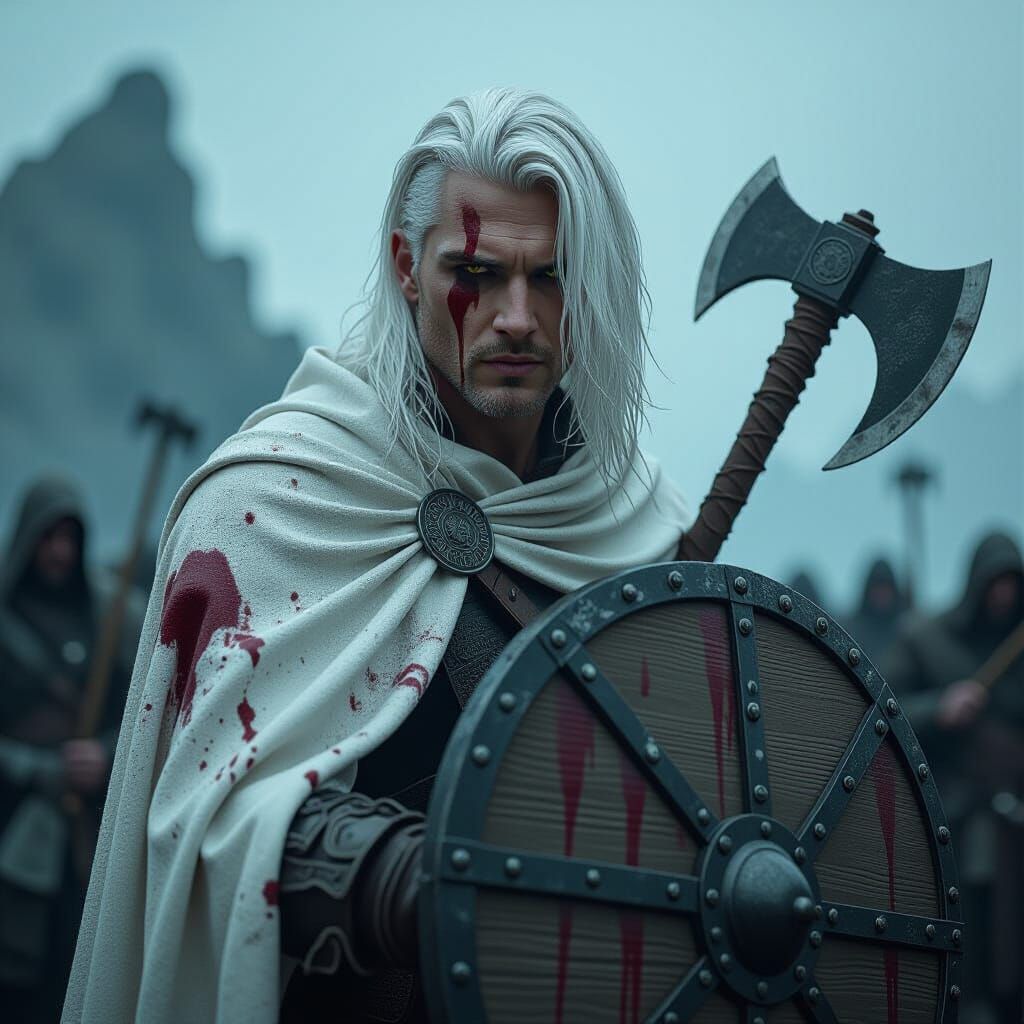 Warrior Saint in Dystopian Landscape