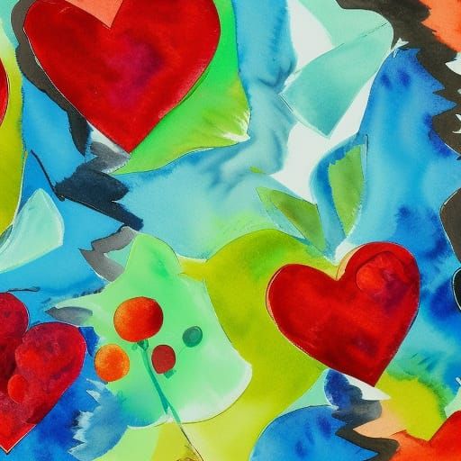 Heart in Gouache Style Impressionist Painting