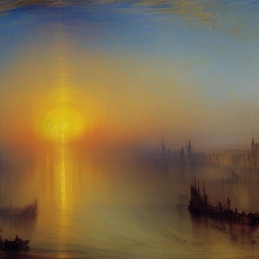 Sunrise Over City as Atmospheric Painting