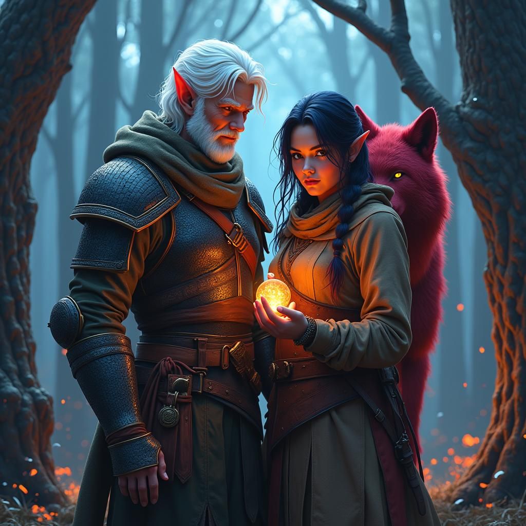 Elven Companions in a Dark Fantasy Forest