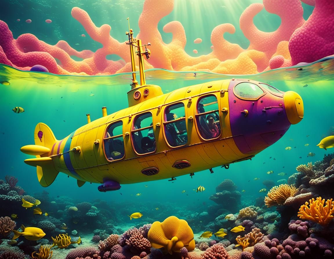 Psychedelic Yellow Submarine's Deep-Sea Adventure