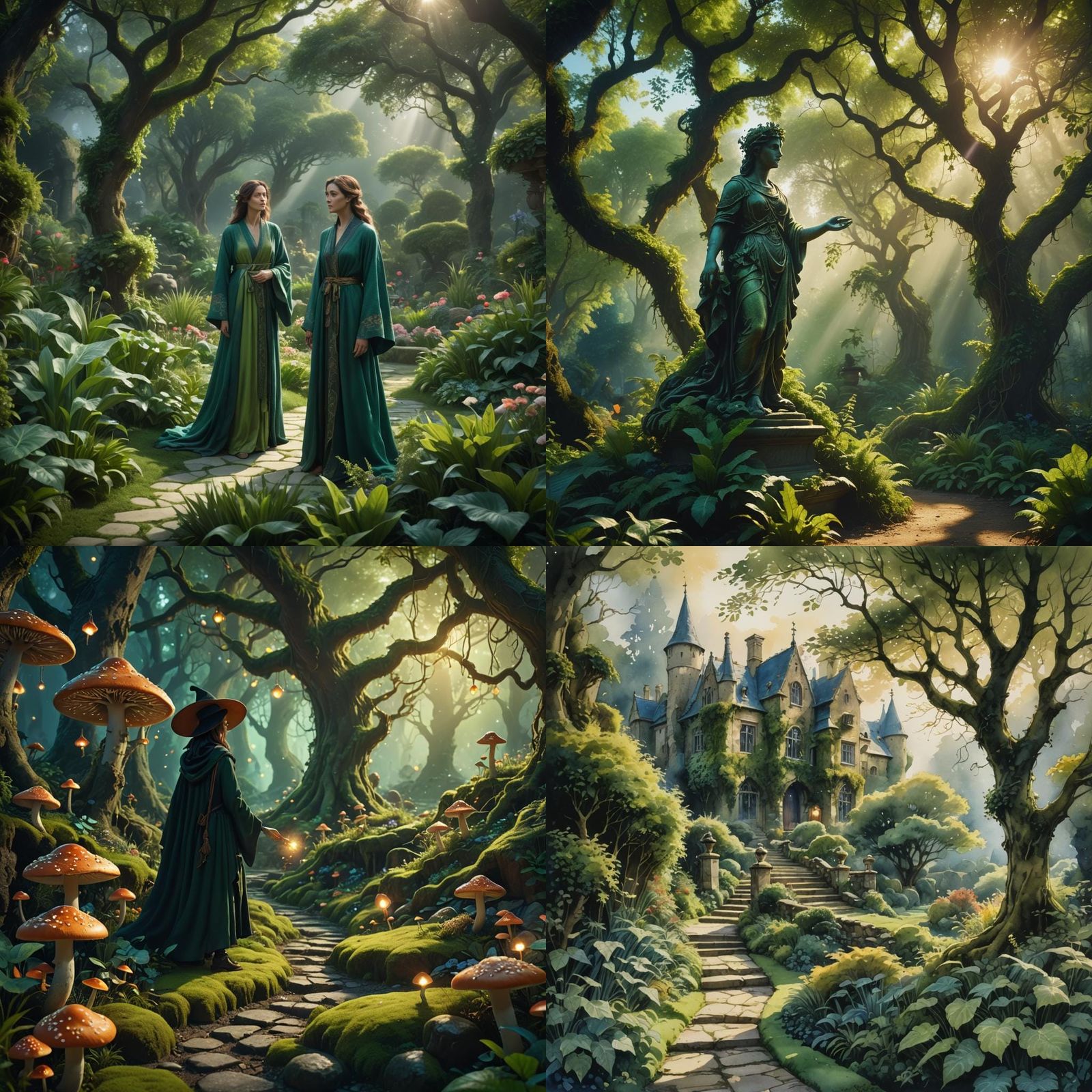 Detailed Green Garden Matte Painting