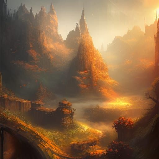 Fantasy Concept Art in Detailed Matte Painting Style