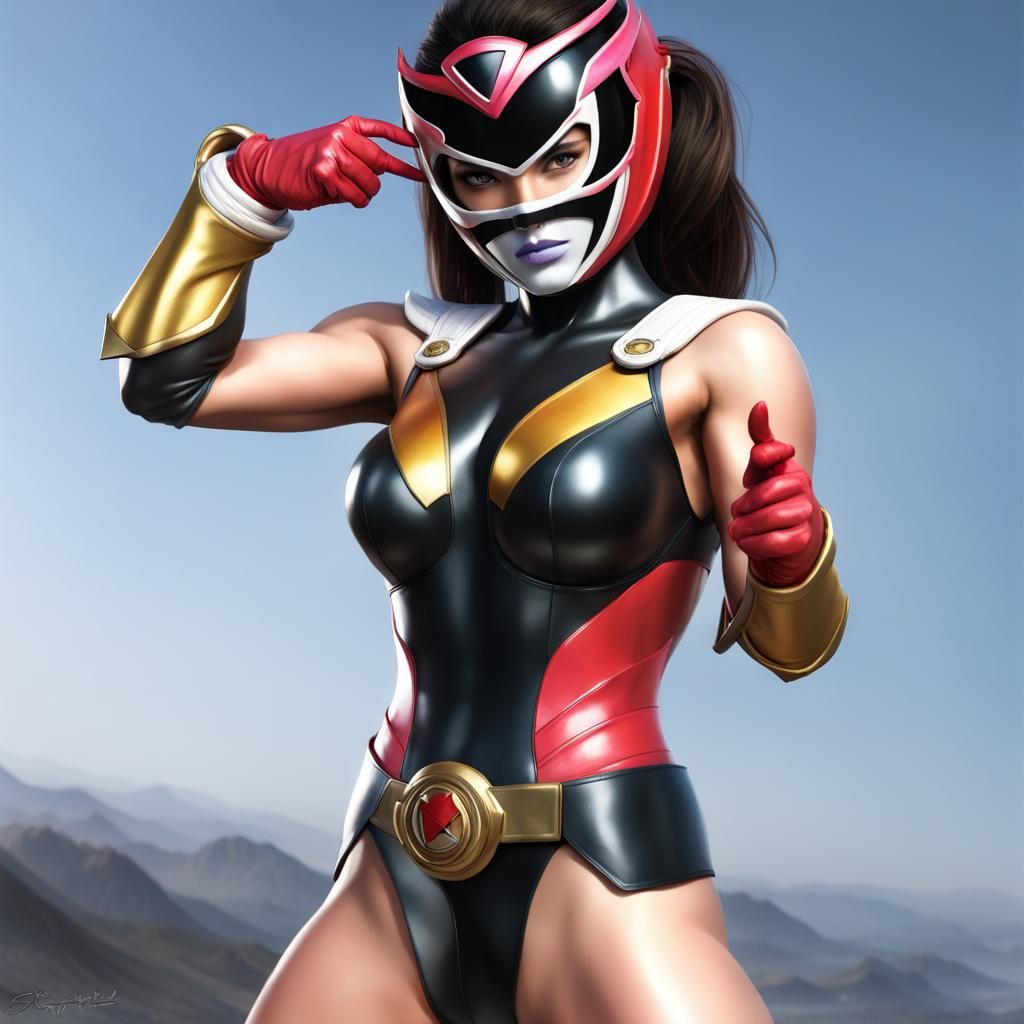 Gritty Masked Power Ranger in Photorealistic Style