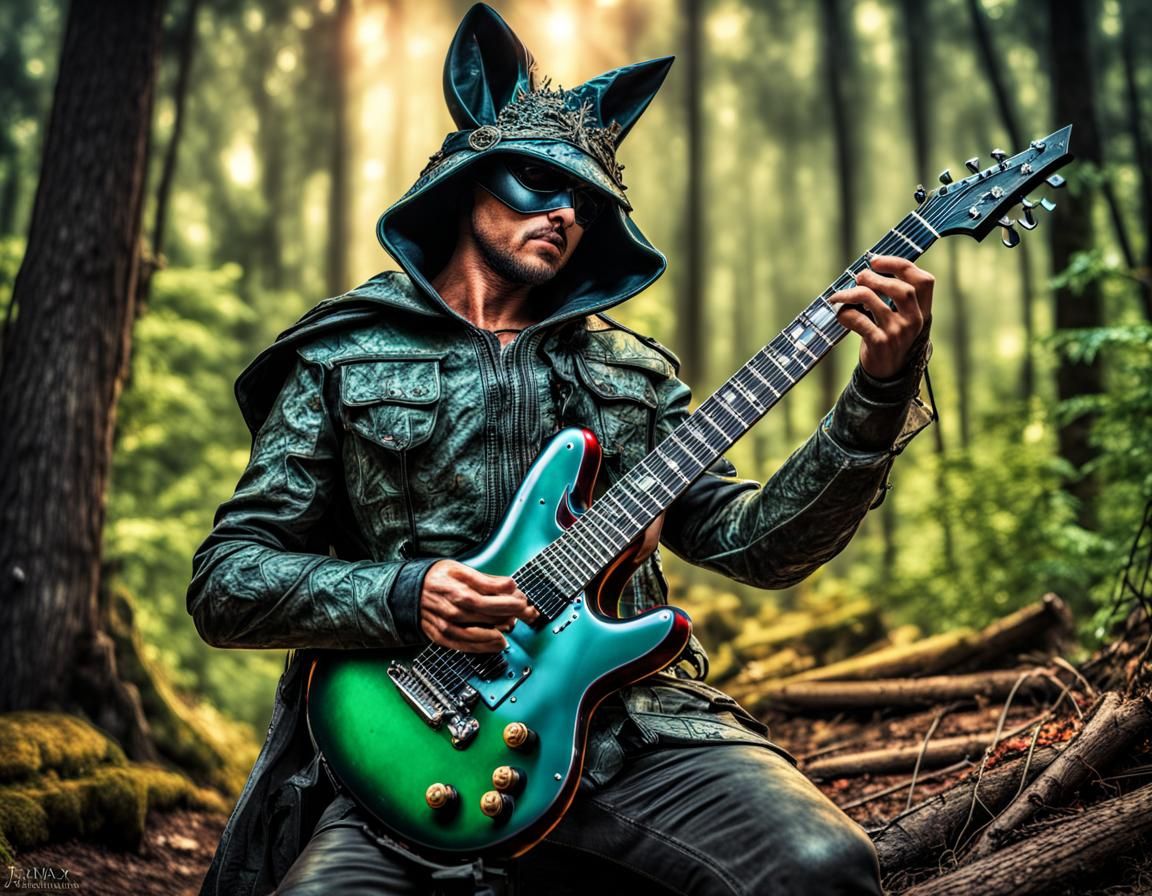 Hyperrealistic Heavy Metal Robin Hood Guitar Solo