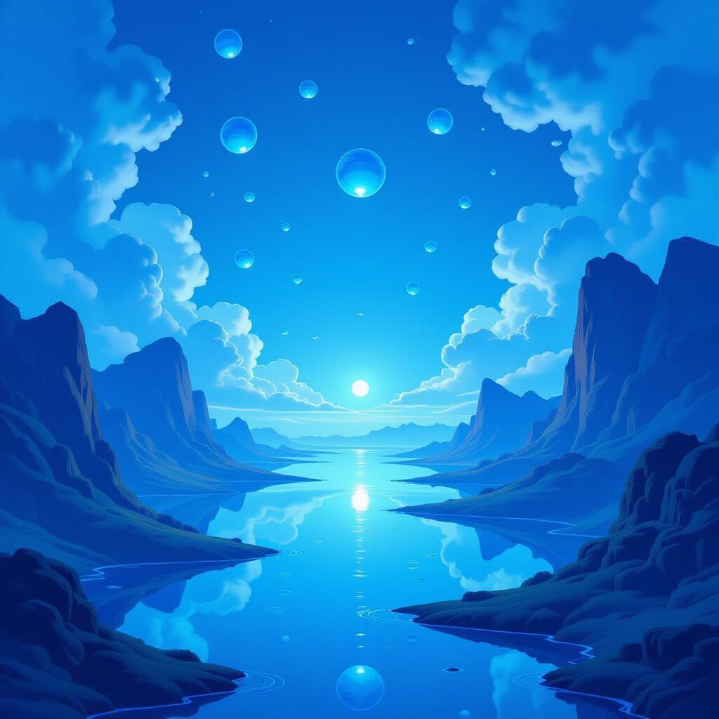 Surreal Dreamscape in Luminous Blue Tones