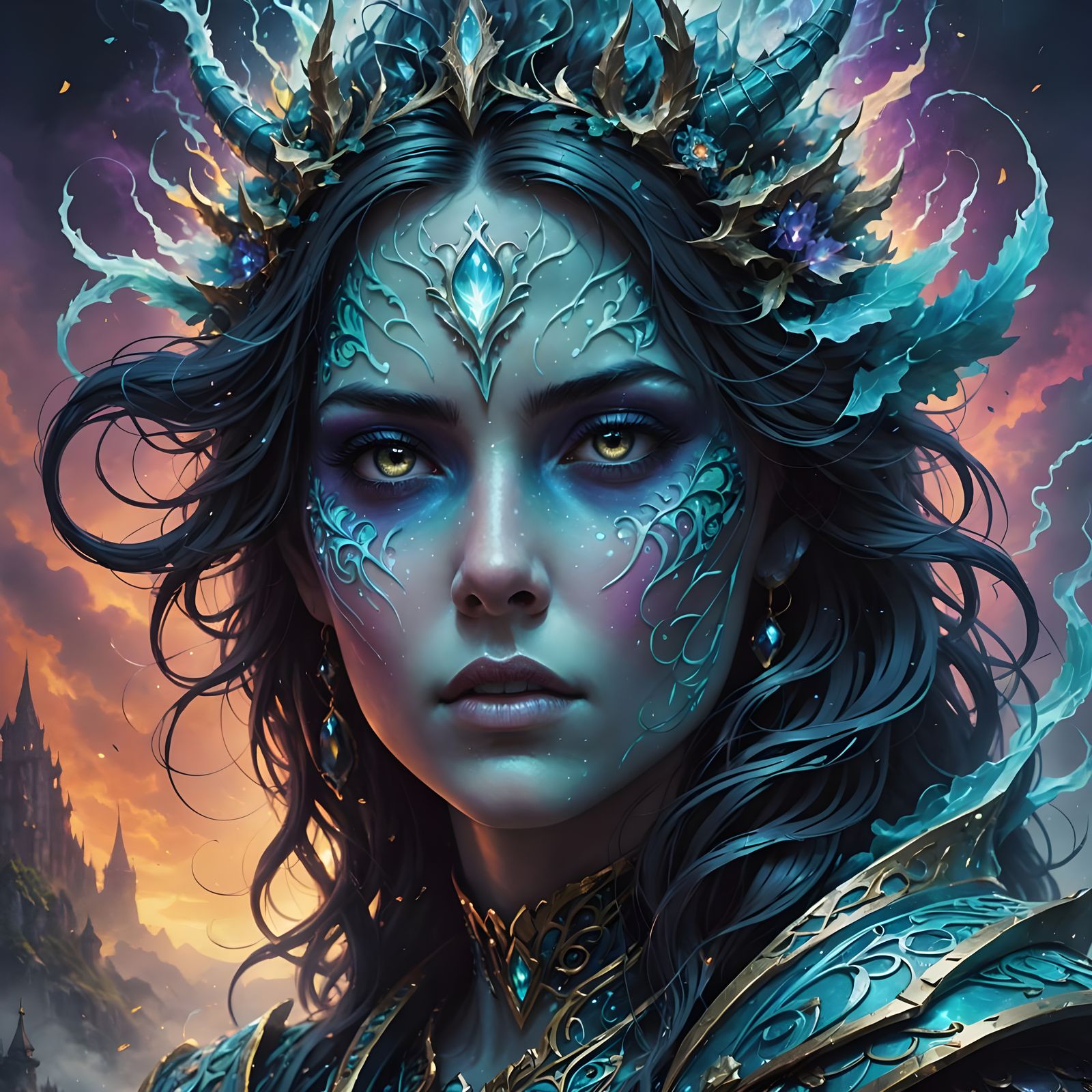 Ethereal Fantasy Goddess Portrait in Mist