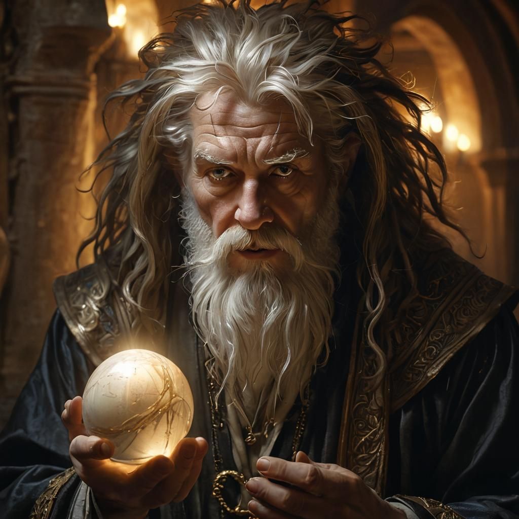 Wizard with Prismatic Orbs: Fantasy Art