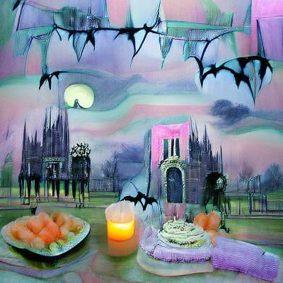 Pastel Gothic Halloween Night Scene