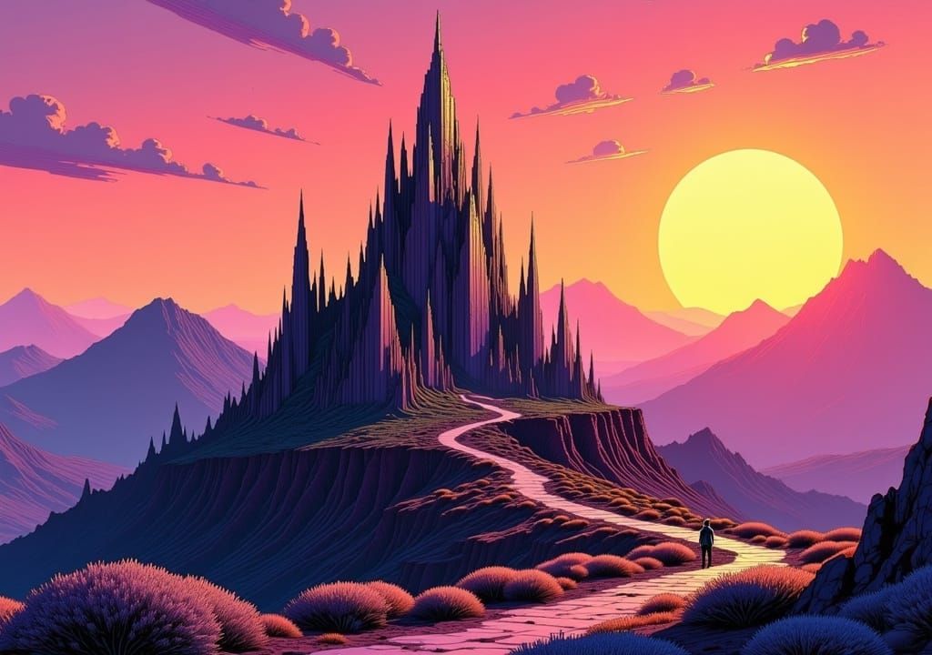 Spectacular Building on Hill, Moebius Style