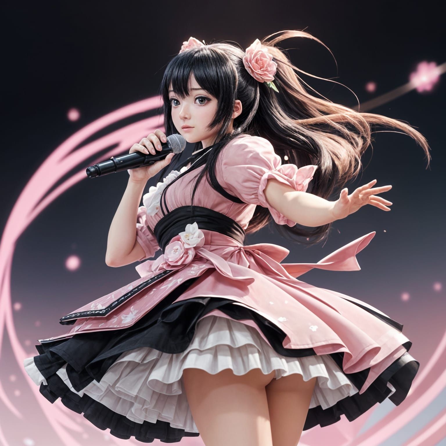 Anime Style Japanese Idol in Pink Dress