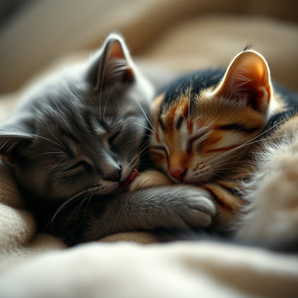 Serene Cats in Golden Light: A Cinematic Film Still