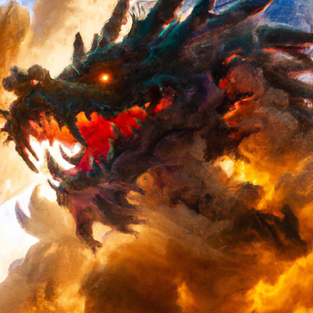 Roaring Dragon Head Made of Clouds