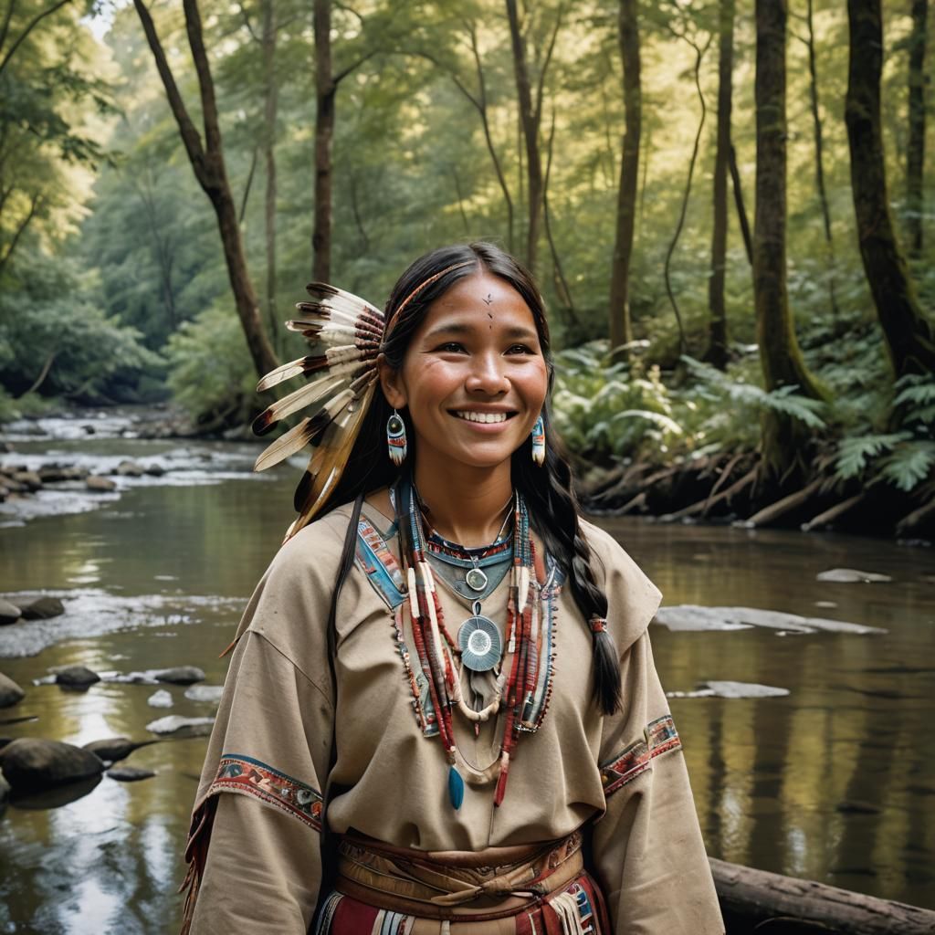 American Indian Girl Portrait in Natural Light