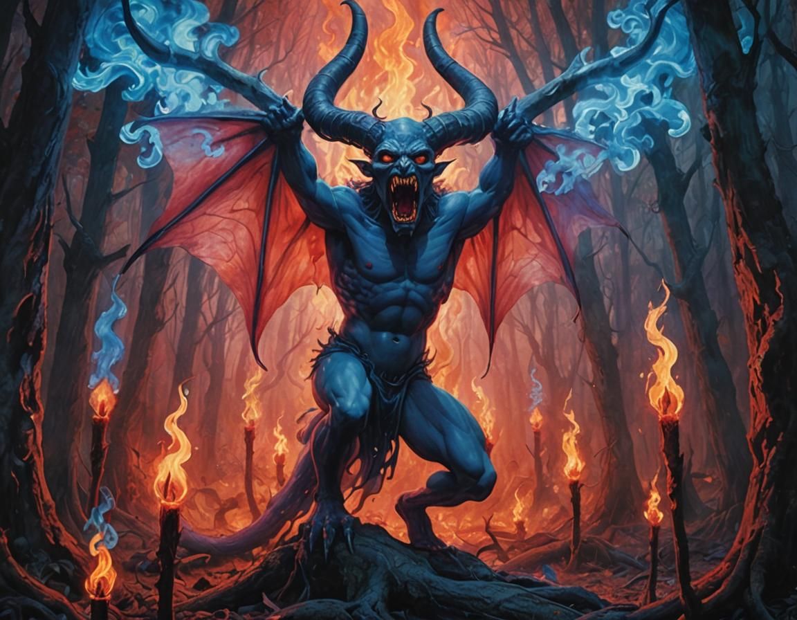 Psychedelic Demon in Hellish Forest