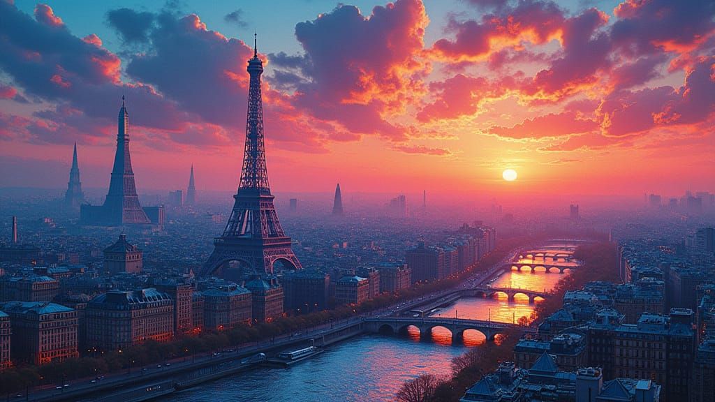 Surreal Parisian Cityscape in Moebius-Inspired, Hyper-Detail...