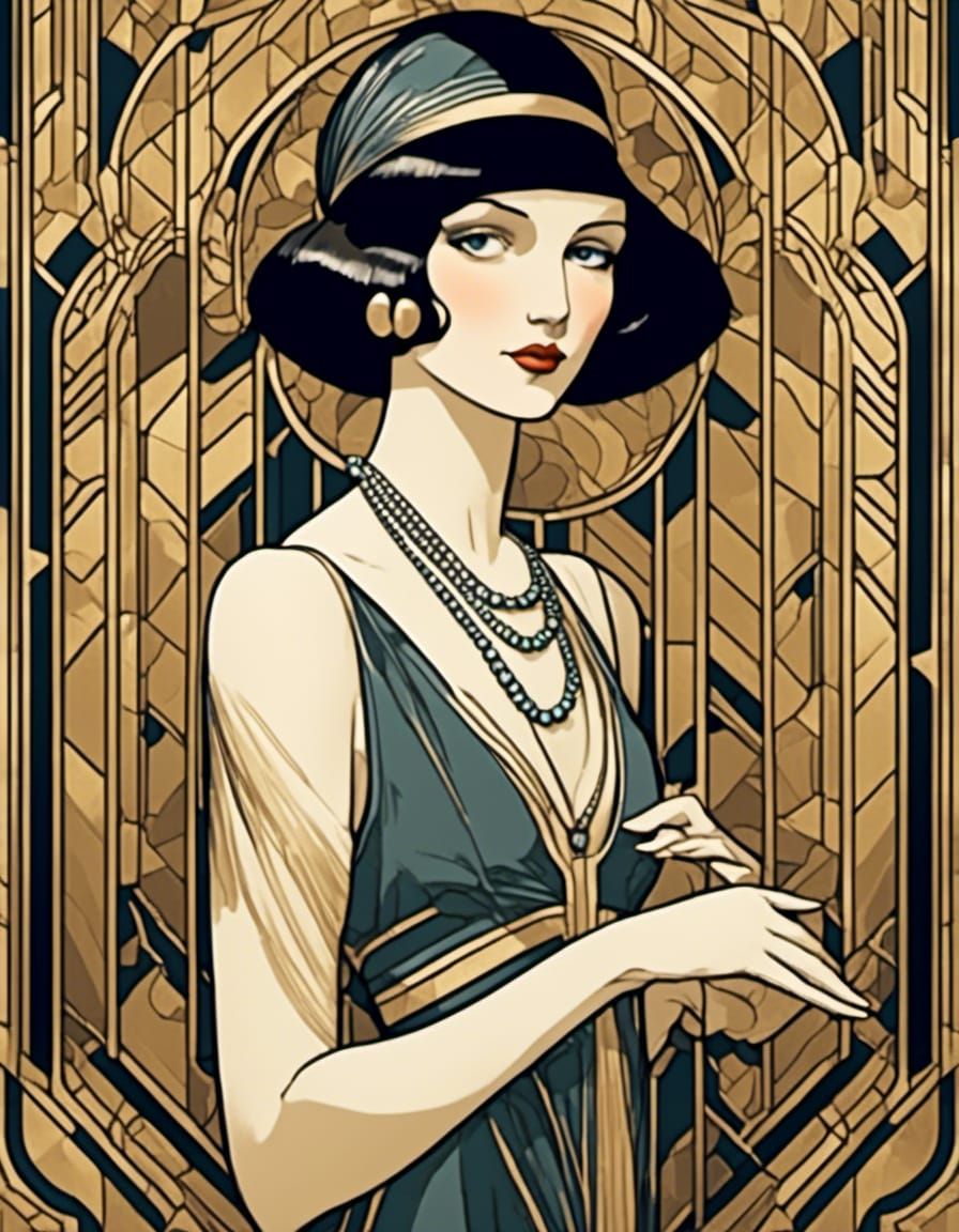 Art Deco Magazine Cover with Aristocratic Woman
